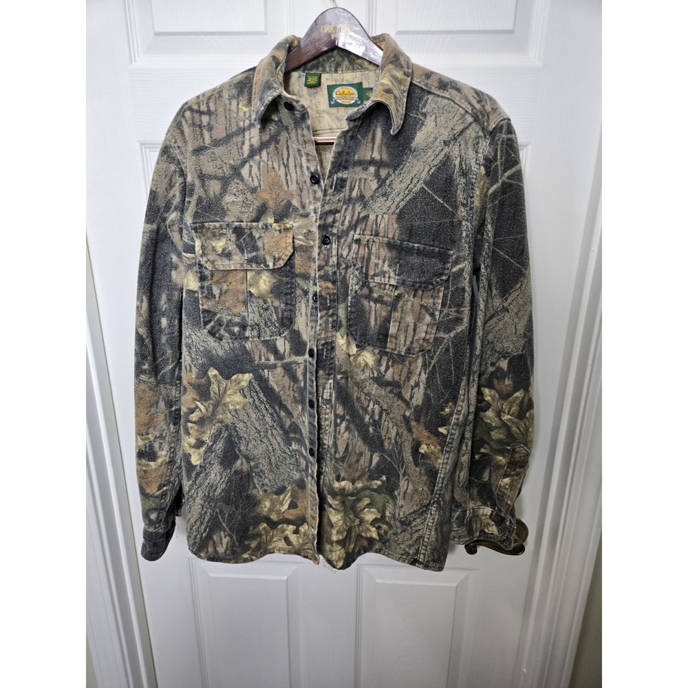 Vintage 90s Cabela's Made In USA Realtree Advantage Camo Button Up Cotton  L Tal